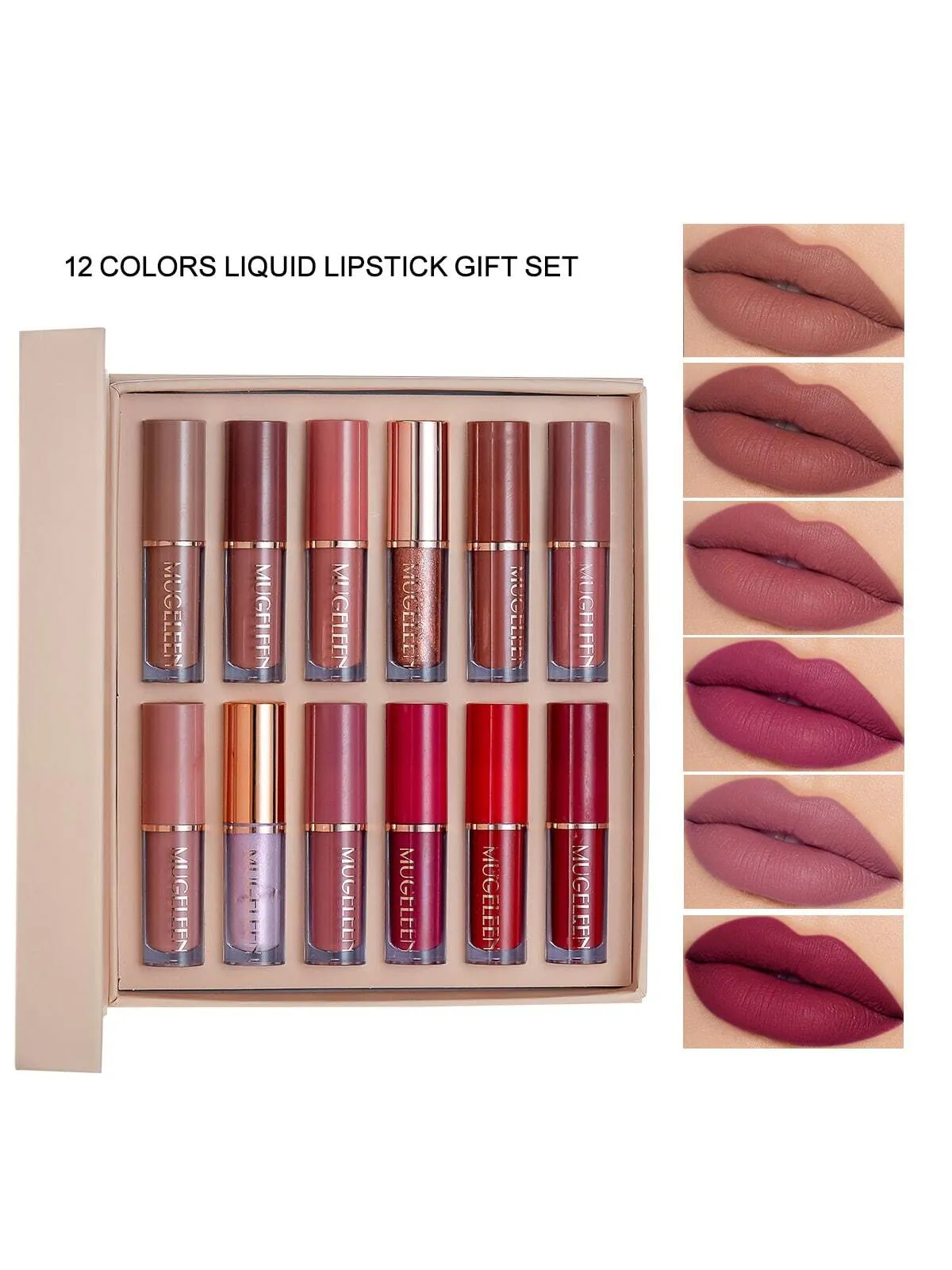 12pcs Lip Gloss Set, Moisturizing Matte Not Easy To Fade Lip Stain, Lipstick, Fine Glitter Lip Glaze, Gift Box For Mother Day Valentine Day