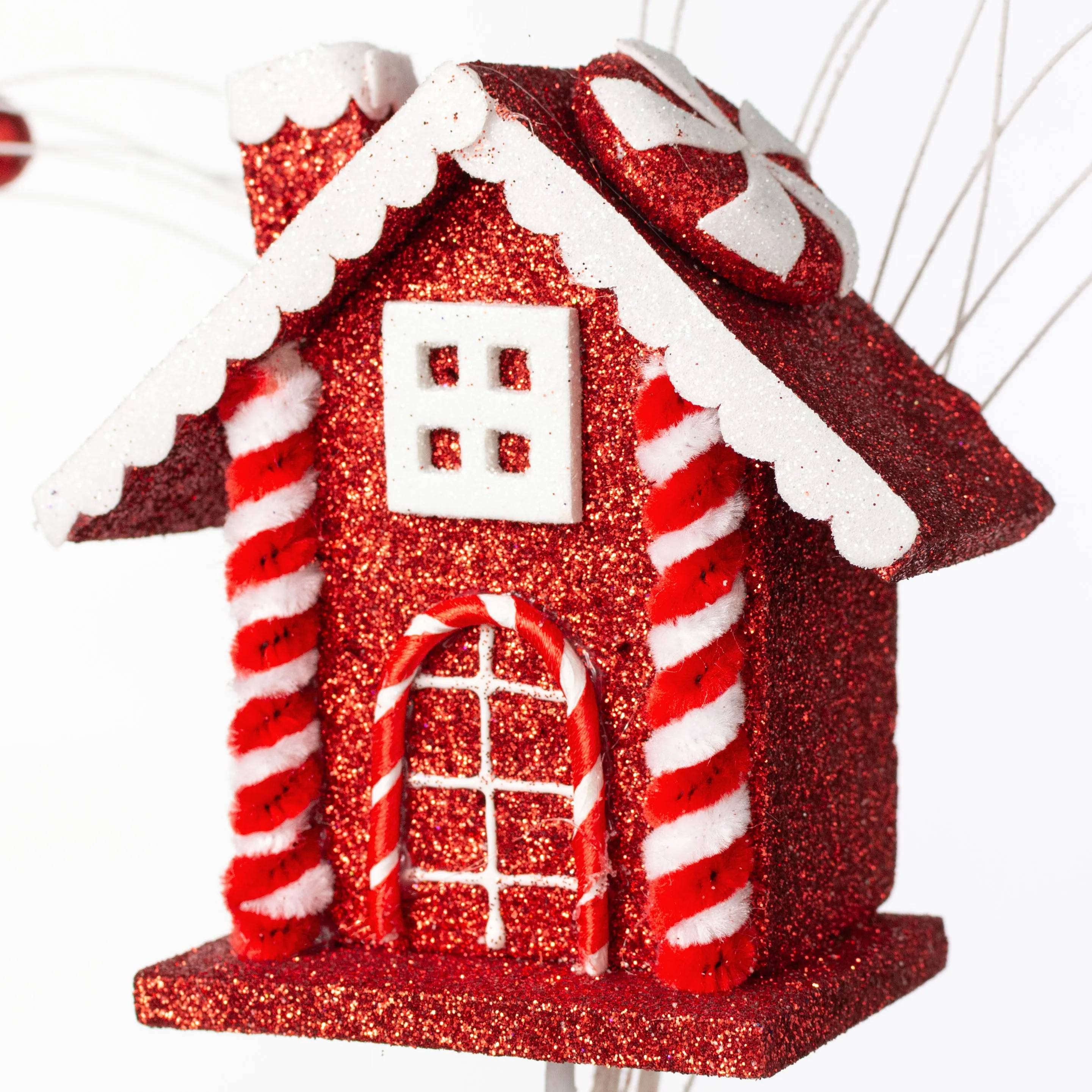 22" Peppermint Gingerbread House Spray