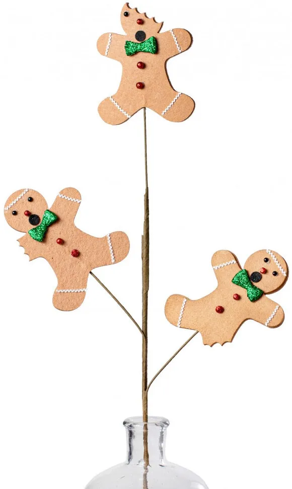 30" Bitten Gingerbread Men Pick Spray