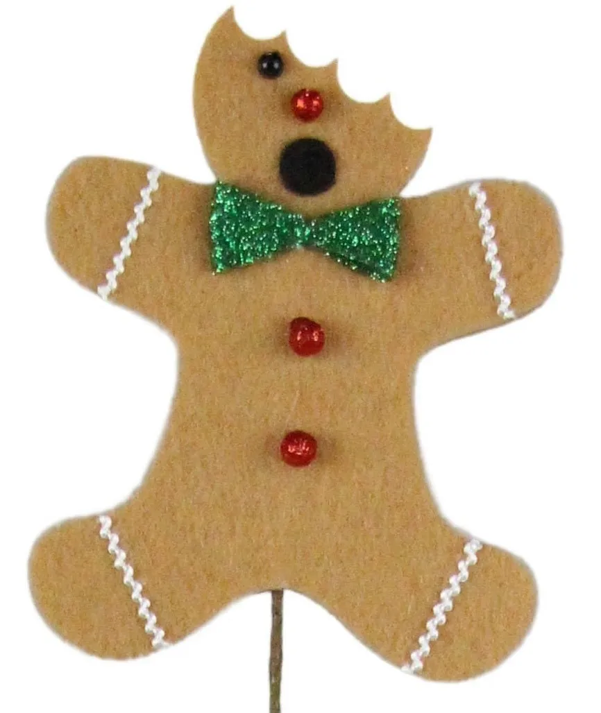 30" Bitten Gingerbread Men Pick Spray