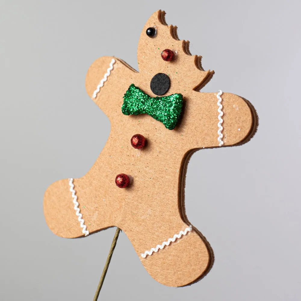 30" Bitten Gingerbread Men Pick Spray