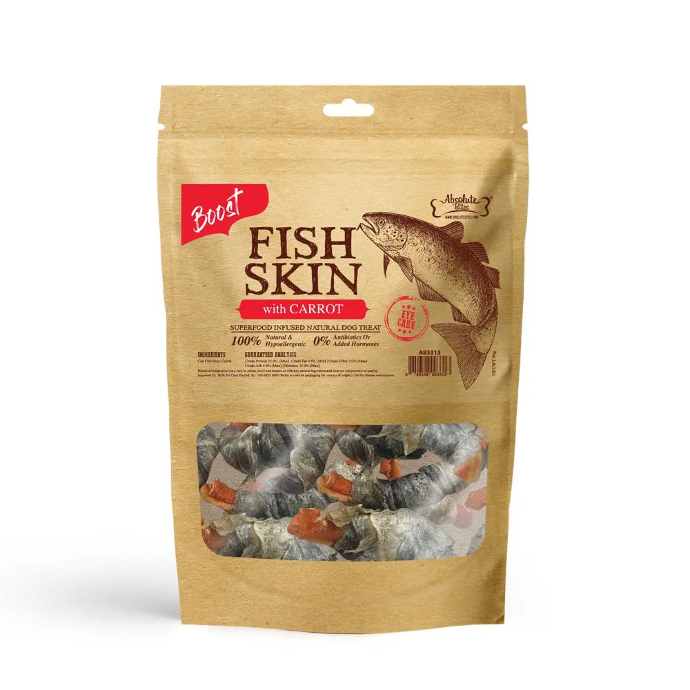 Absolute Bites Super Boost Fish Skin With Carrot Dog Treats