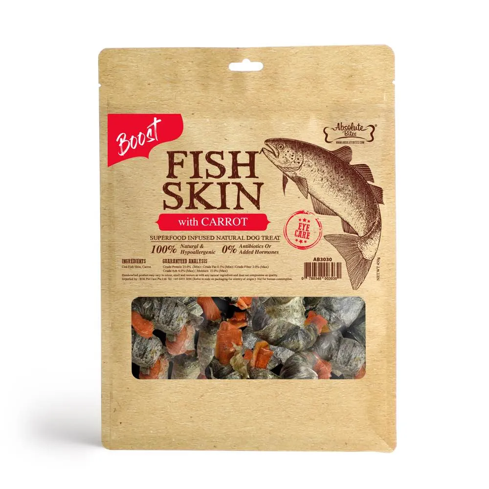 Absolute Bites Super Boost Fish Skin With Carrot Dog Treats