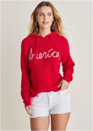 America Hoodie Sweater - Racing Red Multi