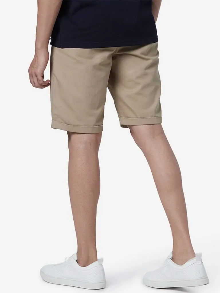 Ascot Beige Relaxed-Fit Cotton Shorts