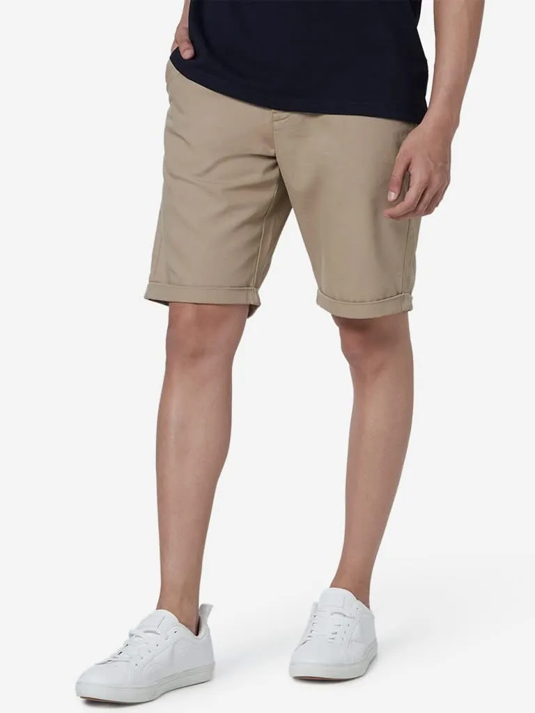 Ascot Beige Relaxed-Fit Cotton Shorts