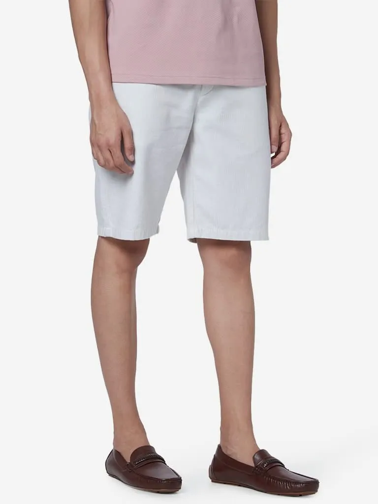 Ascot White Relaxed-Fit Cotton Shorts