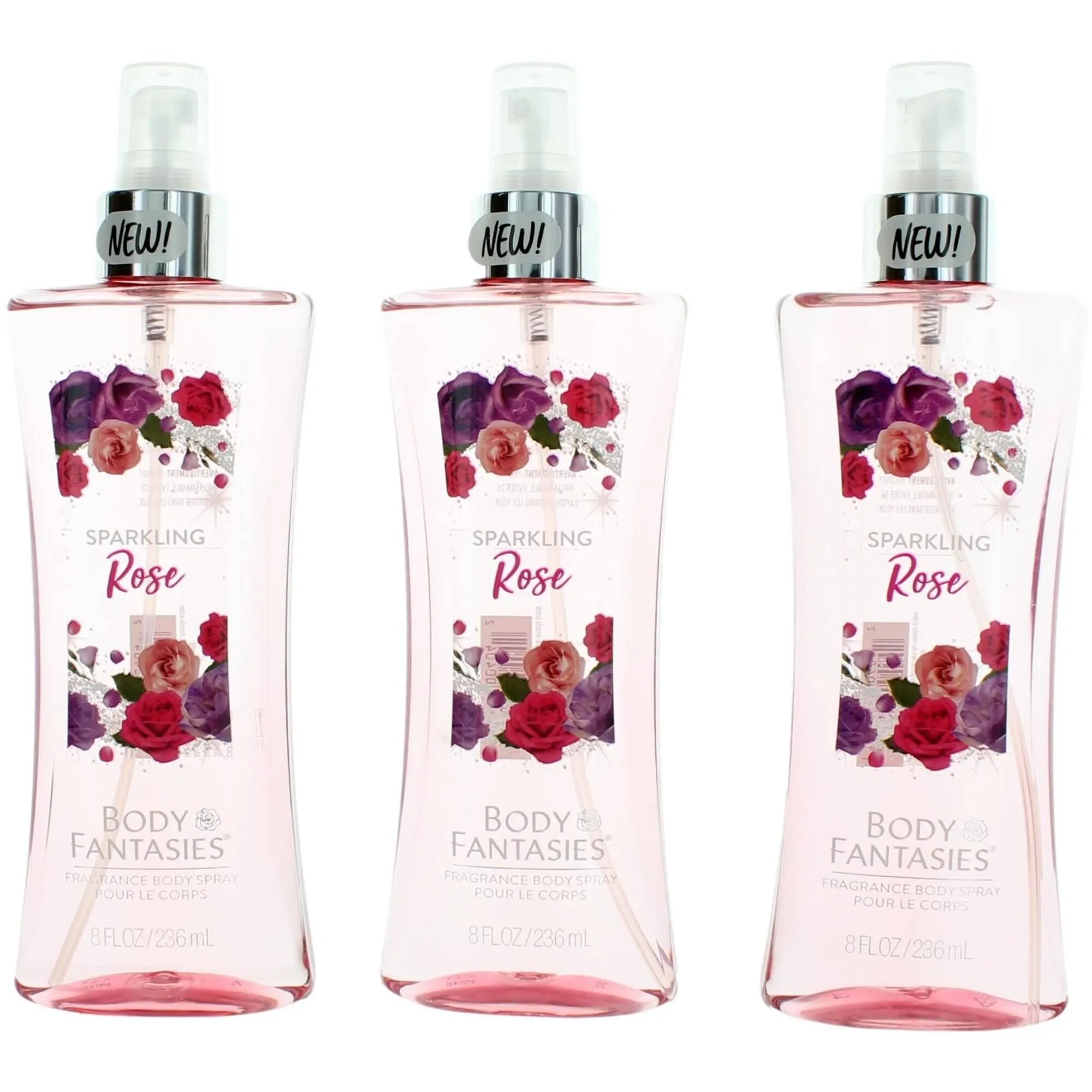 Body Fantasies Women's Body Spray - Sparkling Roses Fragrance, 3 Pack 8 oz