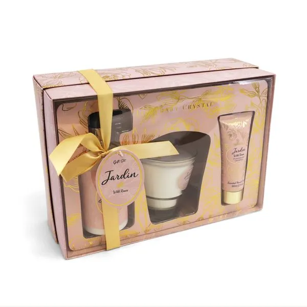 CANDLE & HANDCREAM PUMP SET 146471 WILD ROSES