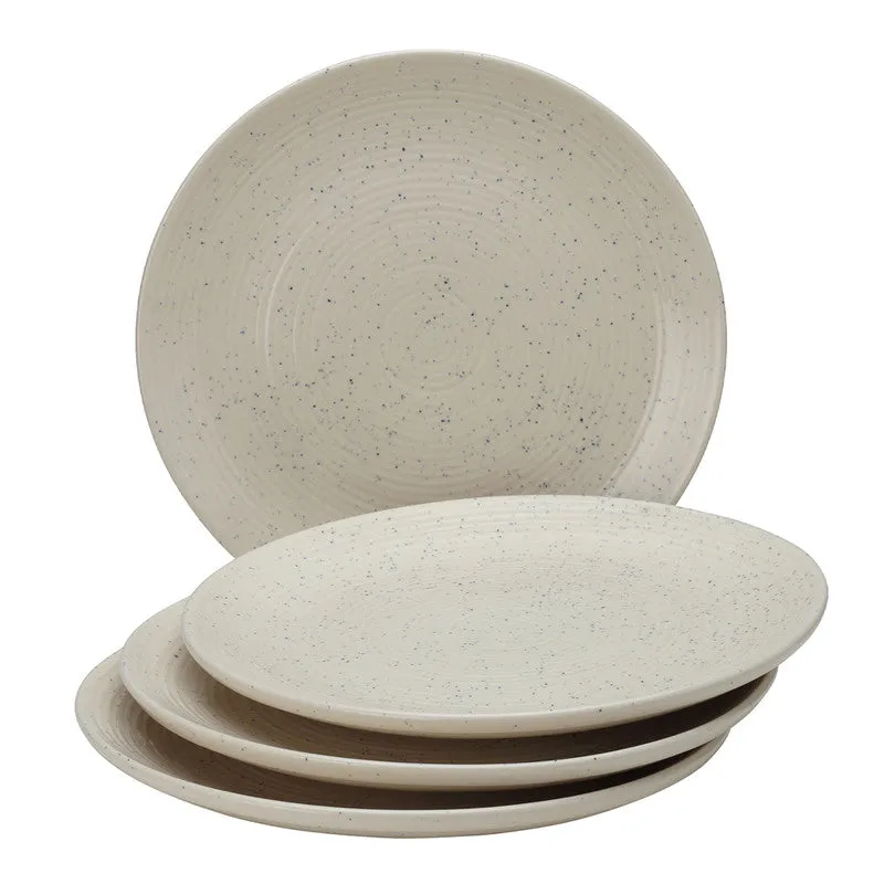 Ceramic Serving Dinner Plates | Stoneware | Dinnerware | Ivory | Set of 4