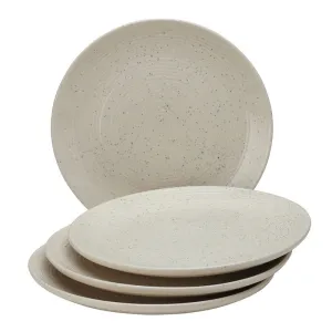 Ceramic Serving Dinner Plates | Stoneware | Dinnerware | Ivory | Set of 4