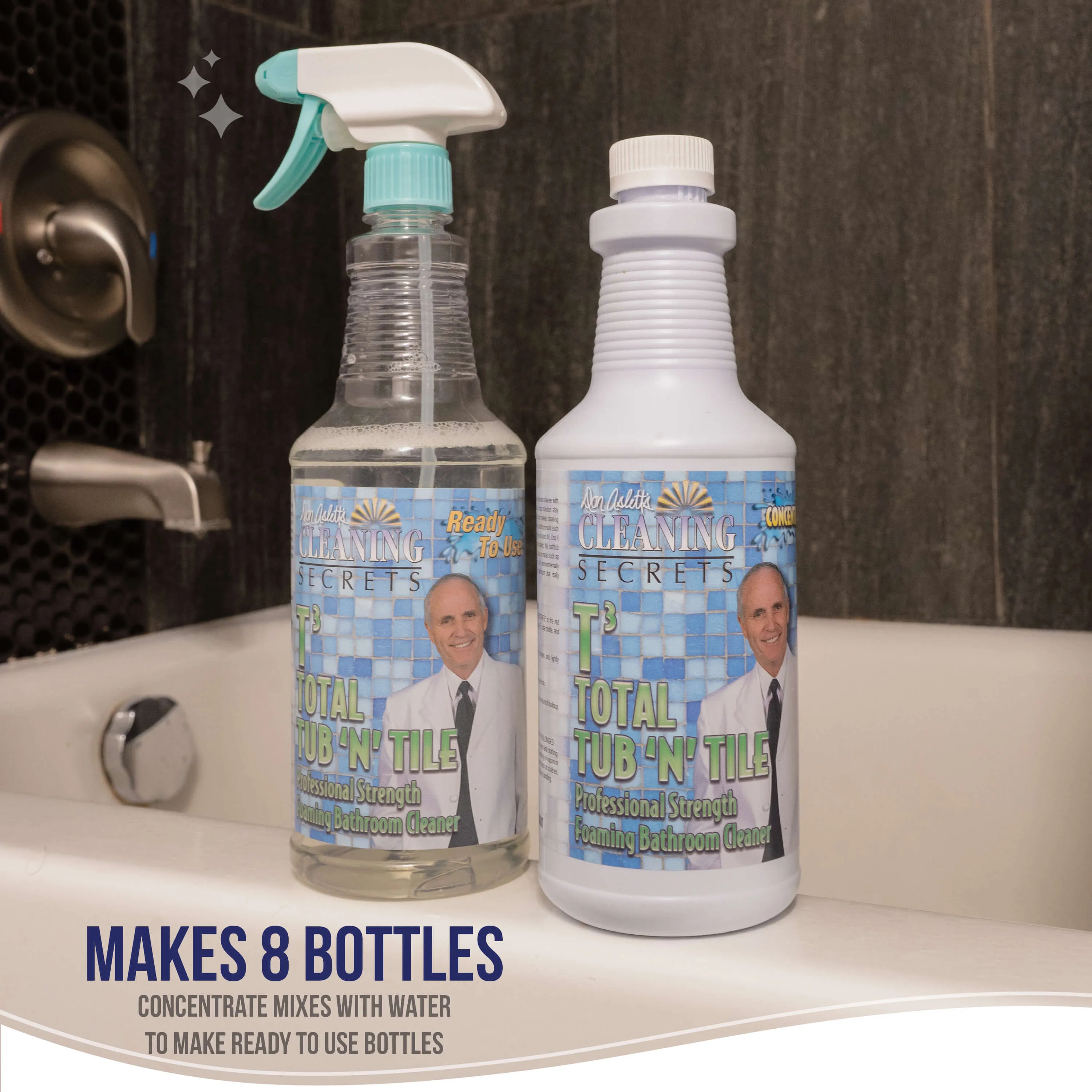 Don Aslett Tub N' Tile Concentrate- Eco-Friendly Foaming Bathroom Cleaner