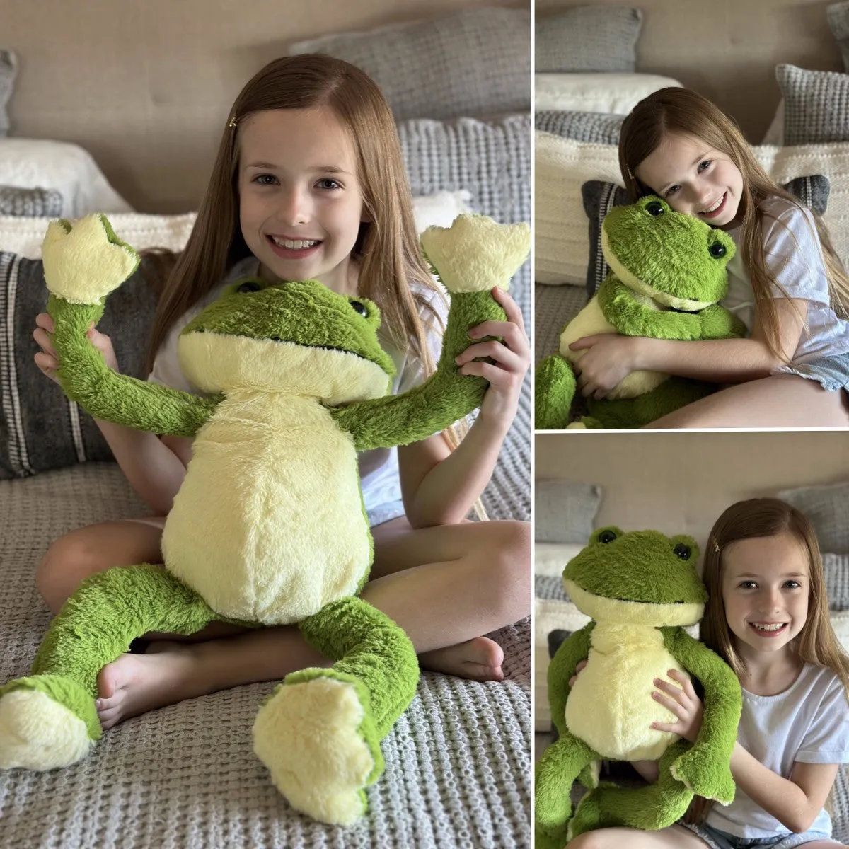 Frog Stuffed Animals Frog Plush Toys, Green/Pink, 24 Inches