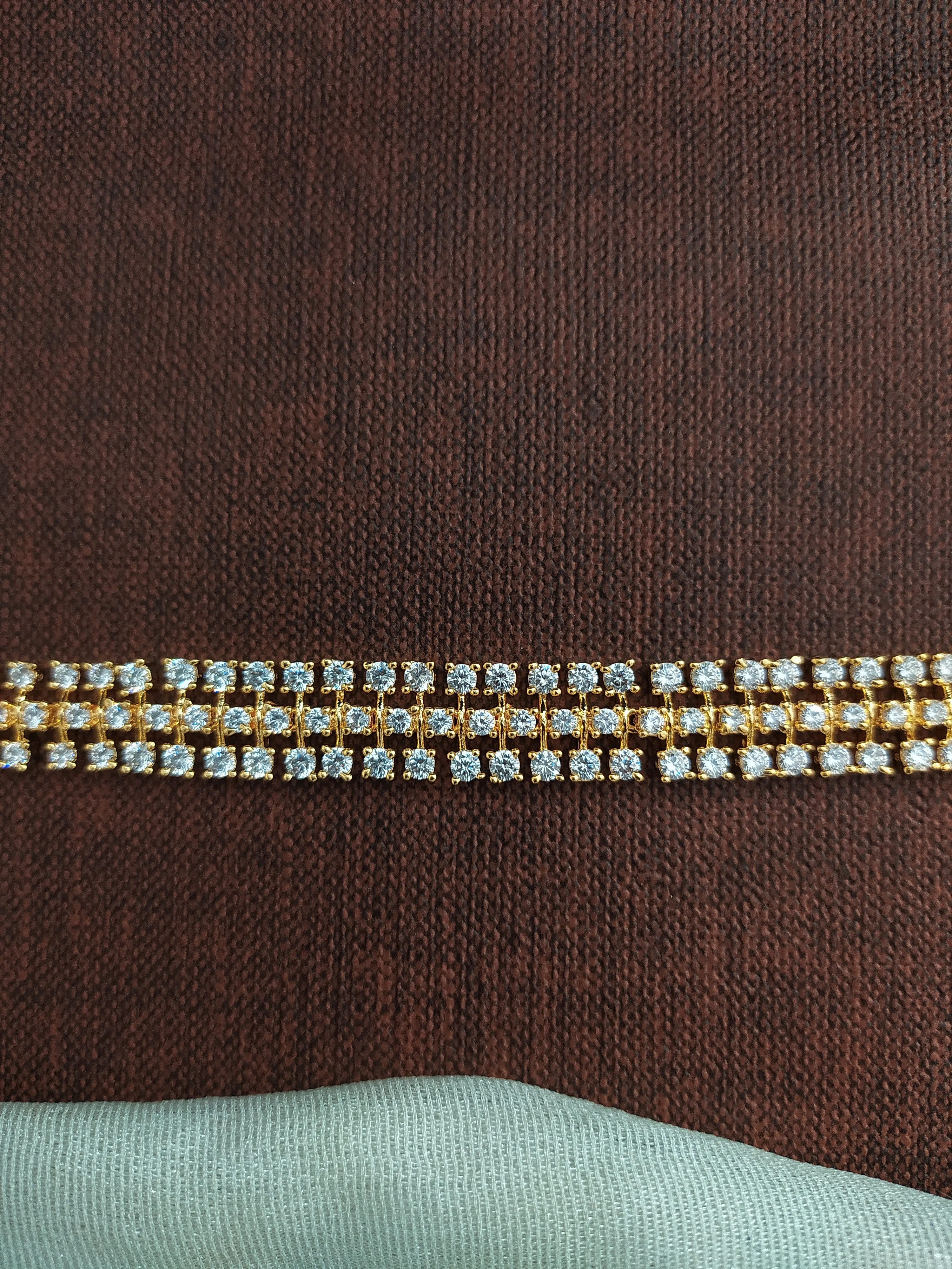 Gold-plated hip Chain with White Zircon Stones