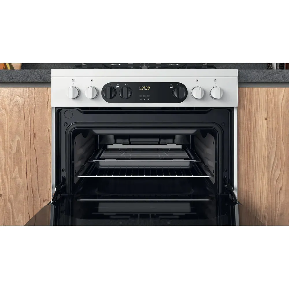 Hotpoint HDM67G9C2CW 60cm Dual Fuel Cooker with Double Oven White