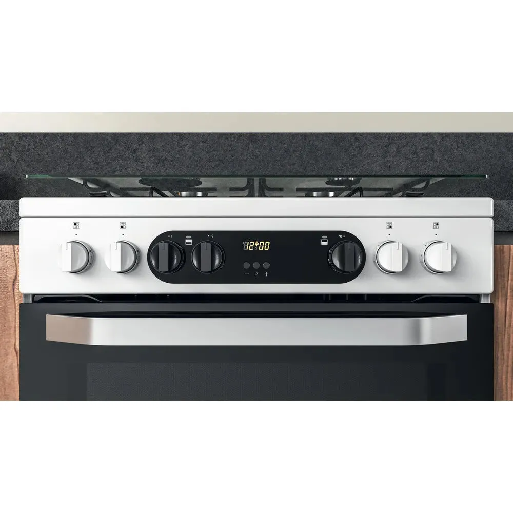 Hotpoint HDM67G9C2CW 60cm Dual Fuel Cooker with Double Oven White