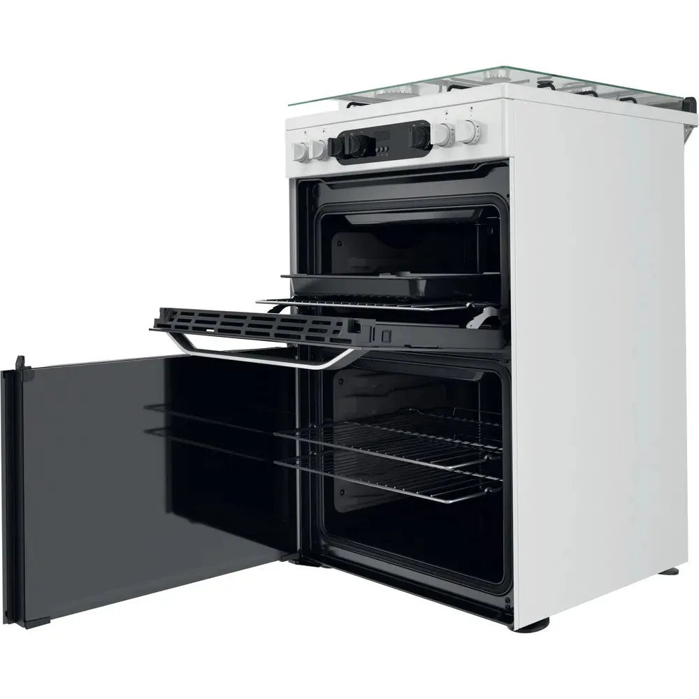 Hotpoint HDM67G9C2CW 60cm Dual Fuel Cooker with Double Oven White