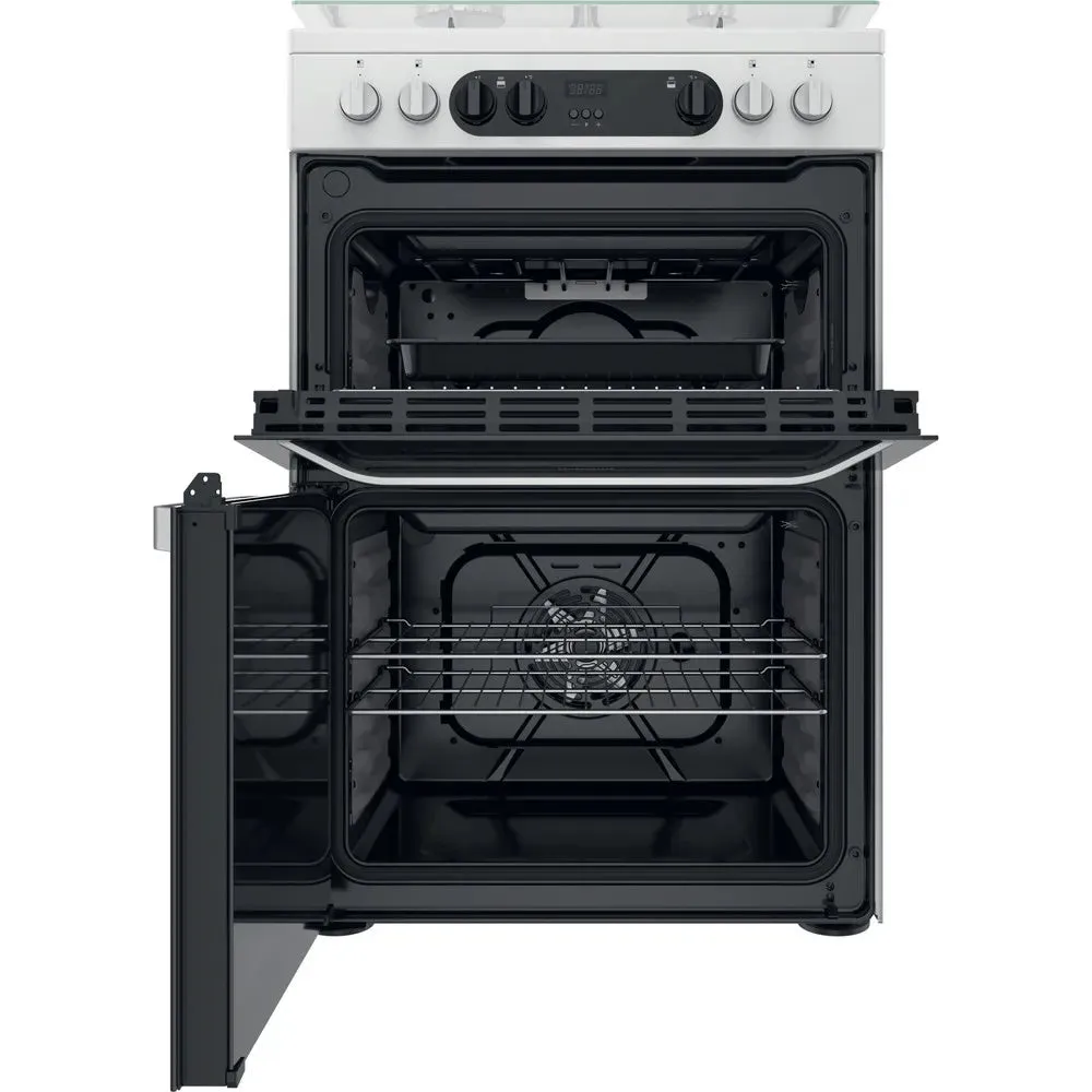 Hotpoint HDM67G9C2CW 60cm Dual Fuel Cooker with Double Oven White