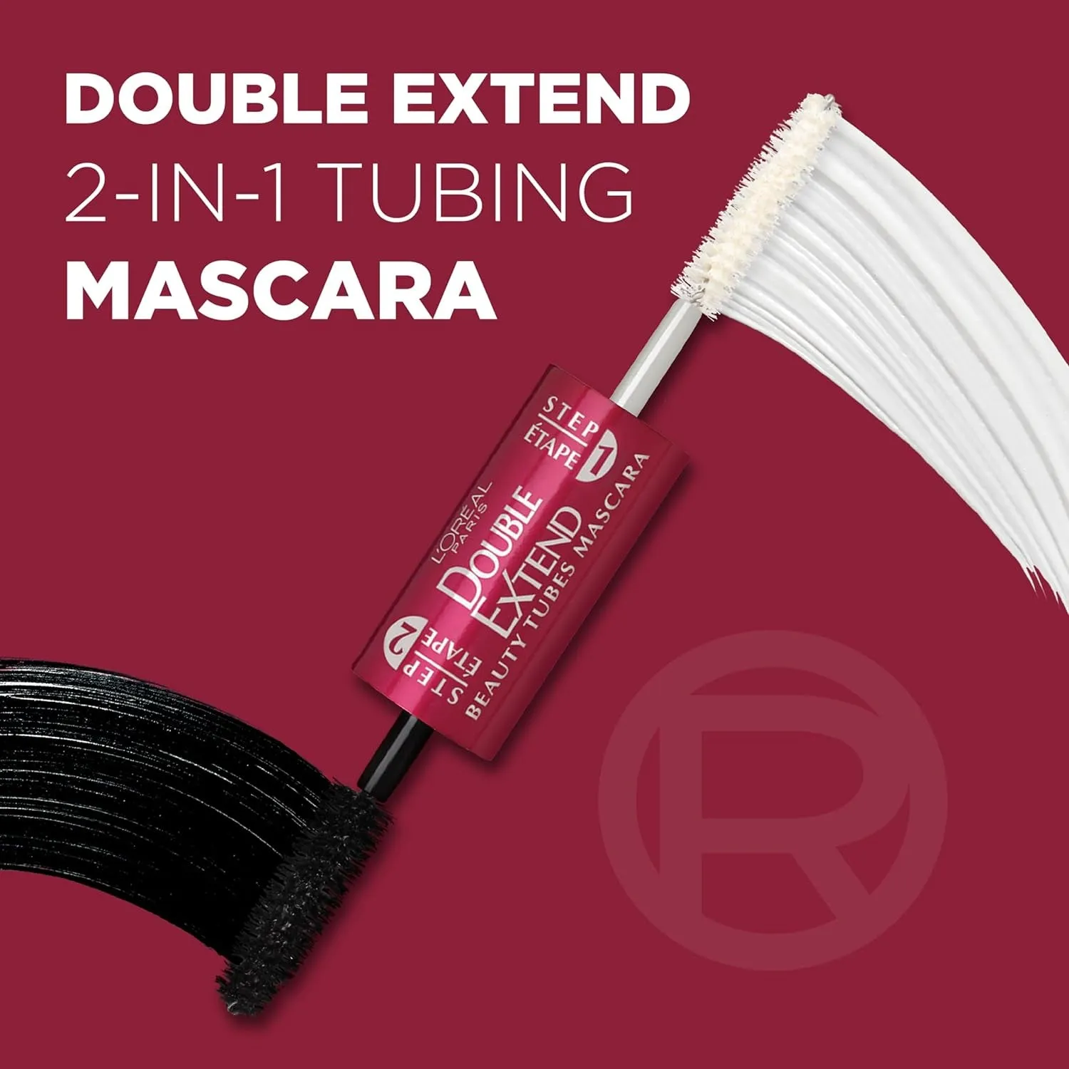 L'Oreal Paris Double Extend Tubing Mascara â€“ Smudge-Proof, Lengthening Black Formula â€“ 2 Steps