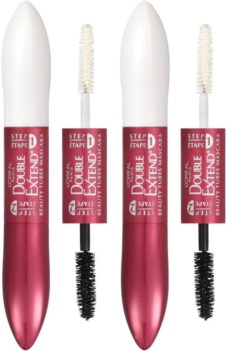 L'Oreal Paris Double Extend Tubing Mascara â€“ Smudge-Proof, Lengthening Black Formula â€“ 2 Steps