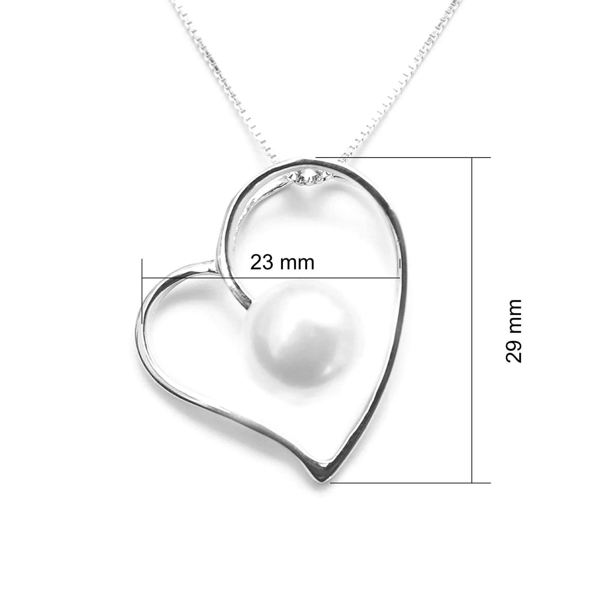 Love Heart Pendant Necklaces Link Chain for Women  Sterling Silver Hypoallergenic Silver, Birthday Anniversary Mother’s Day Jewelry Gift for Mom Women Girls (Pearl, Sterling Silver) (White Pearl Moon, Sterling Silver)