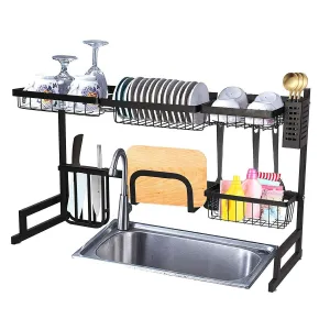 Over The Sink Dish Drying Rack Stainless Steel Kitchen Supplies Storage Shelf Drainer Organizer, 35" x 12.2" x 20.4"