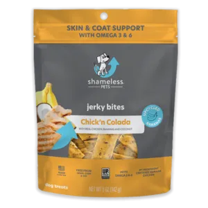 Shameless Pets Chick'n Colada Jerky Bites for Dogs, 5oz