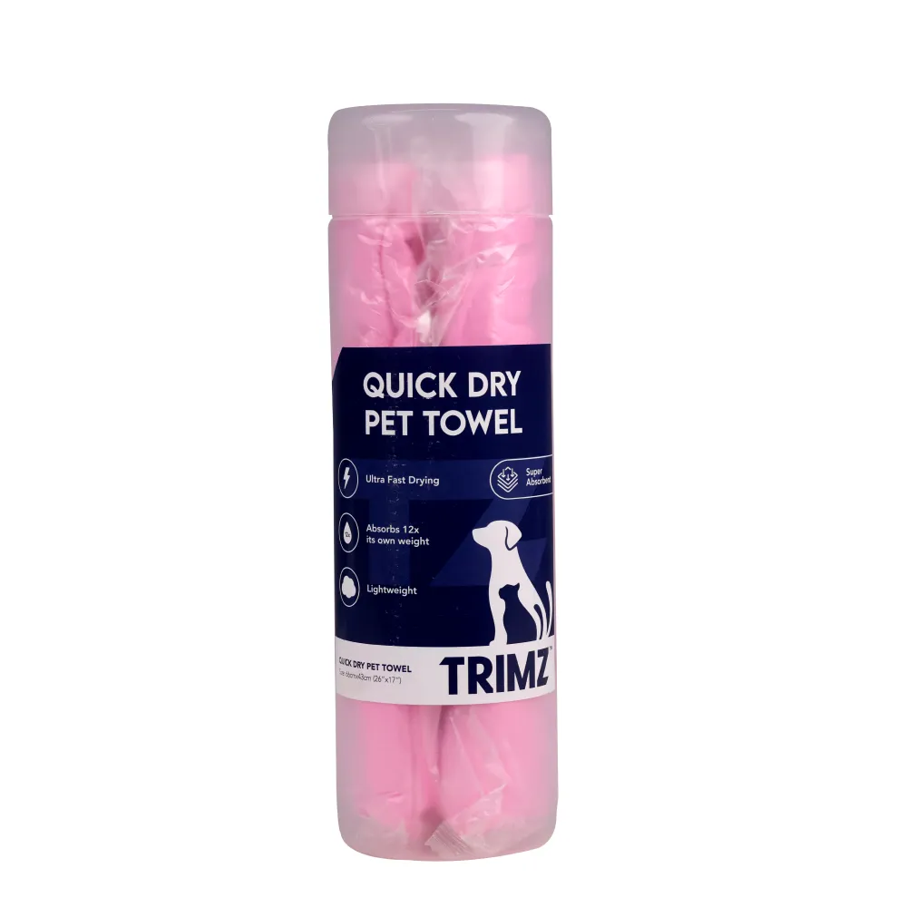 Trimz Quick Dry Absorption Towel for Dogs and Cats (Pink)