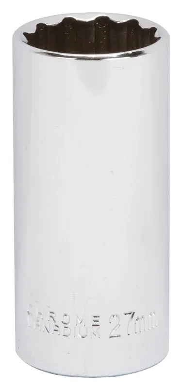 Vulcan MT6528987 Drive Socket, 27 mm Socket, 1/2 in Drive, 12-Point, Chrome Vanadium Steel, Chrome :EA: QUANTITY: 1