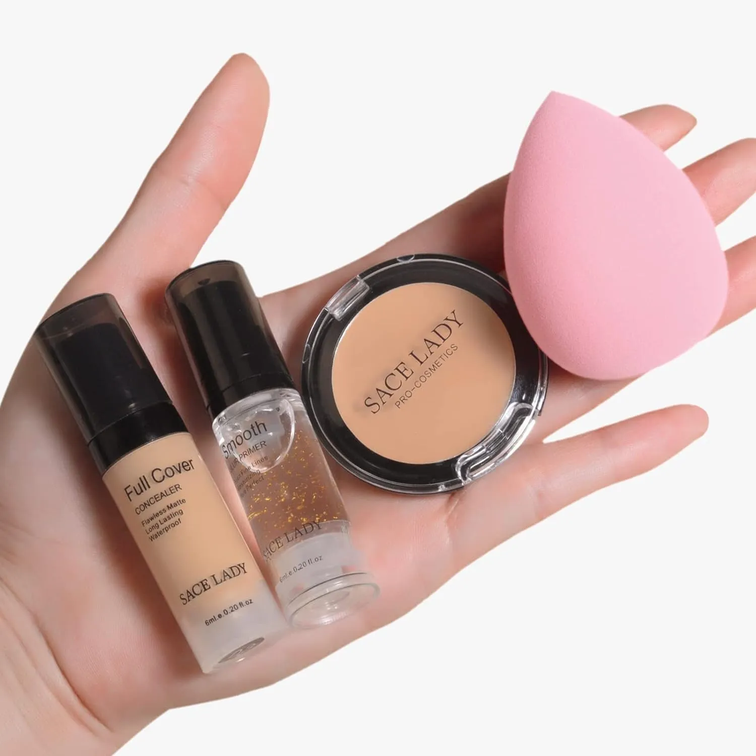 Waterproof Full Coverage Concealer Kit with Primer Sponge for Flawless Skin & Dark Circle Coverage