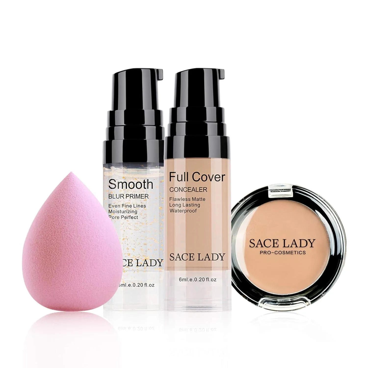 Waterproof Full Coverage Concealer Kit with Primer Sponge for Flawless Skin & Dark Circle Coverage