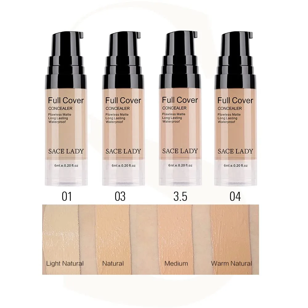 Waterproof Full Coverage Concealer Kit with Primer Sponge for Flawless Skin & Dark Circle Coverage