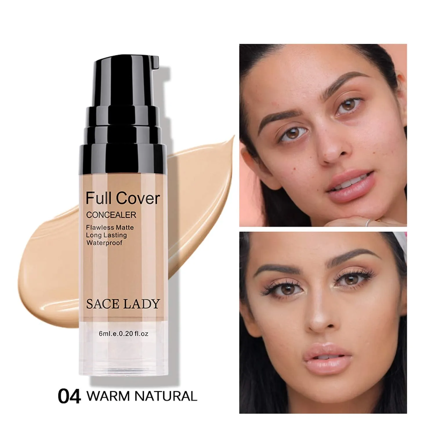 Waterproof Full Coverage Concealer Kit with Primer Sponge for Flawless Skin & Dark Circle Coverage