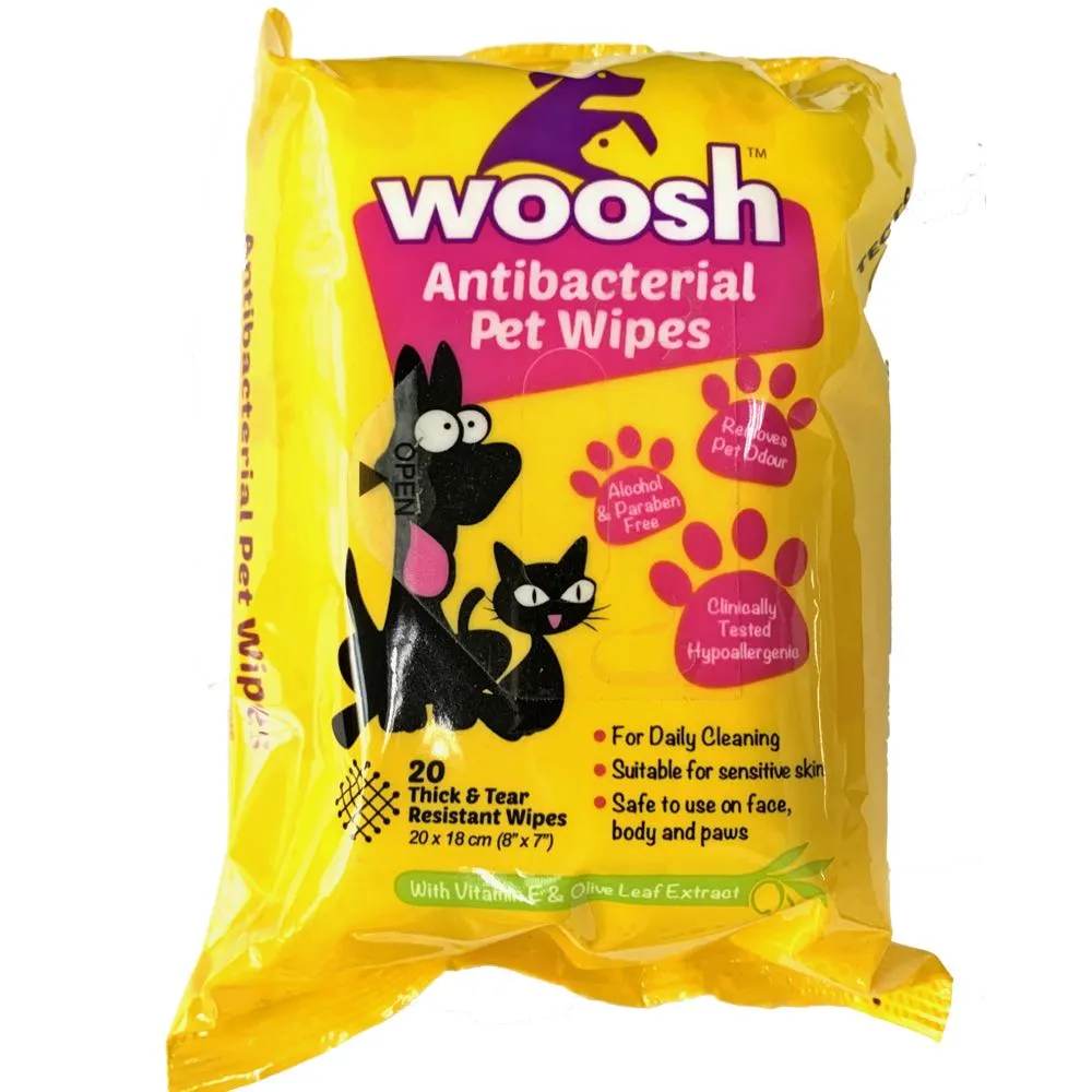 Woosh Antibacterial Pet Wipes Pack 20ct