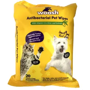 Woosh Antibacterial Pet Wipes Pack 20ct